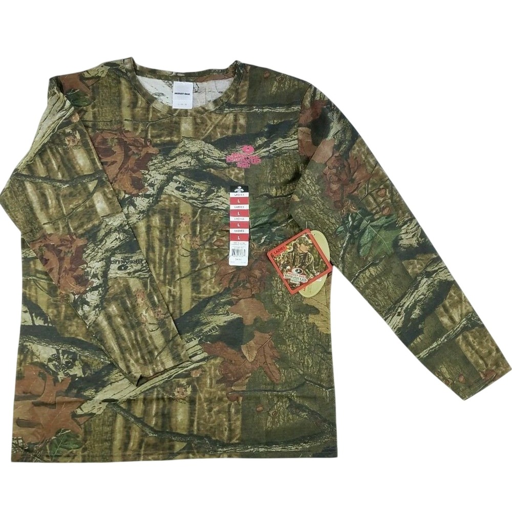 Mossy Oak Shirt Womens L Camo Long Sleeve Break Up Infinity‎ Outdoor Adventure